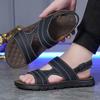 Men Black Leather Sandals Summer Brown Outdoor Hiking Sandals White Wide Head Open Toe Beach Shoes for Father Over Sized