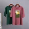 Hirsionsan Nya roliga tecknade T-shirts Kvinnor Kawaii Casual Oversized Tees Par Mjuk bomull O-hals Kvinnliga Grafiska Toppar