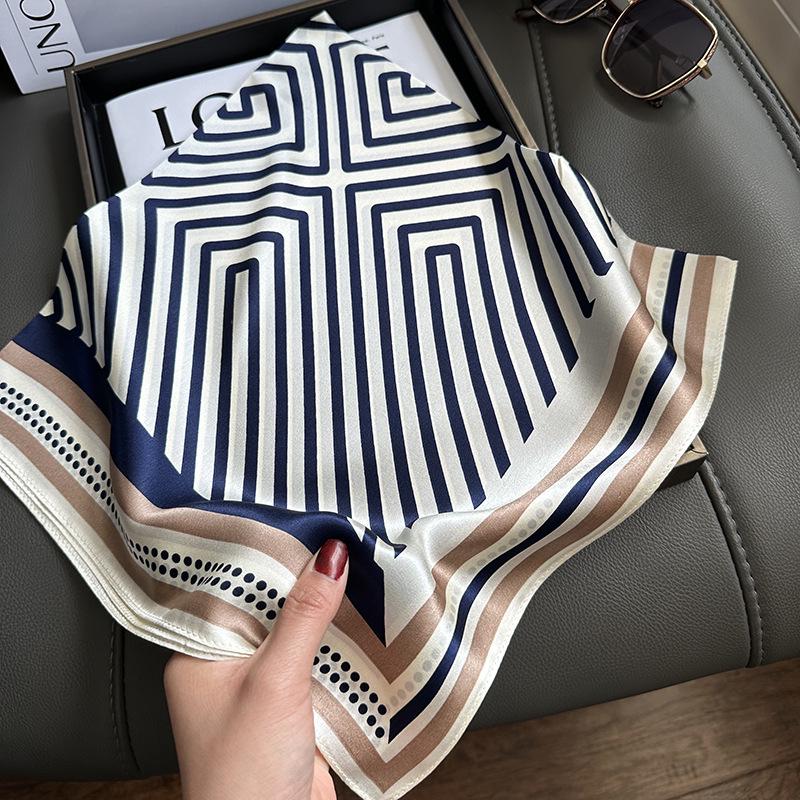 

Модный полосатый шарф из 100% шелка тутового шелкопряда - универсальный, квадратный, 70 см, идеальный подарок 68*68cm