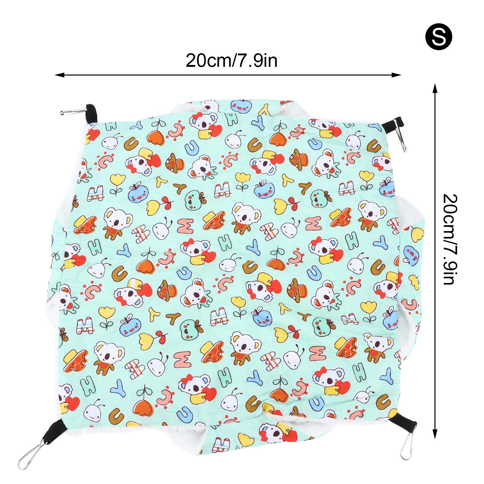 Small Animals Hanging Hammock Warm Plush Bunkbed Pet Cage Hammock For Hamster Ferret Chinchilla Guinea Pig Cartoon Green