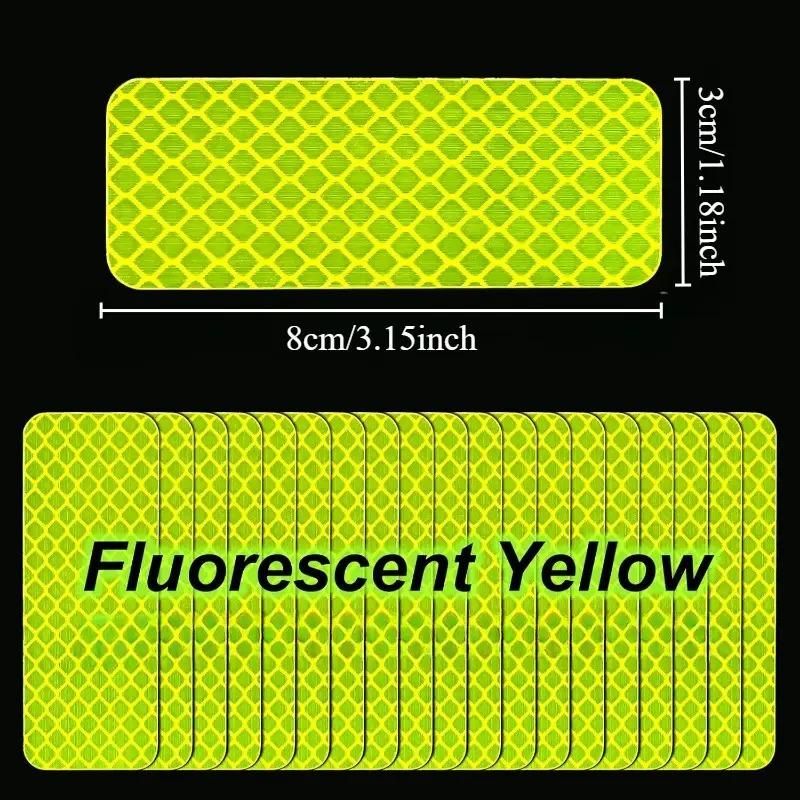10 Pcs High Visibility Reflective Stickers Waterproof Fluorescent Yellow Green for Car Motorcycle Bicycle Truck