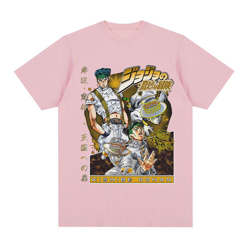 Anime Jojo Bizarre Adventure Rohan Kishibe T-Shirts Unisex Damen Sommer Freizeit Baumwolle Neu Kurze Ärmel Übergroßes Oberteil Streetwear