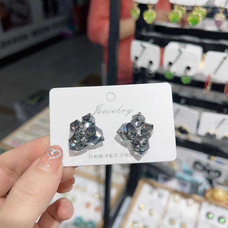 Bunte Strass-Ohrstecker für Frauen, trendig, Rot, Grün, Lila, rund, quadratisch, Statement-Ohrringe, Geometrie, Rosa, Schmuck, Geschenk