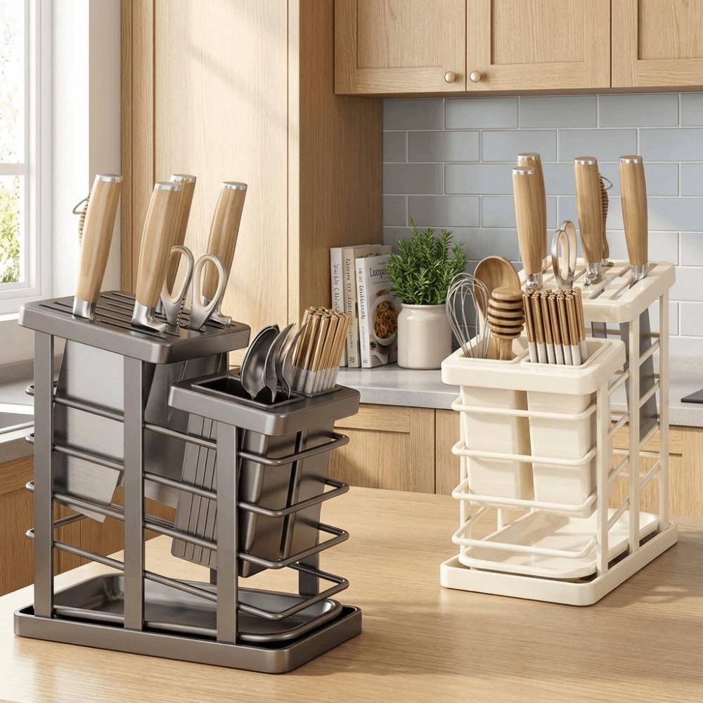 Carbon Steel Countertop Cutter Holder Space Saving Chopstick Cage Cutlery Holder Kitchenware