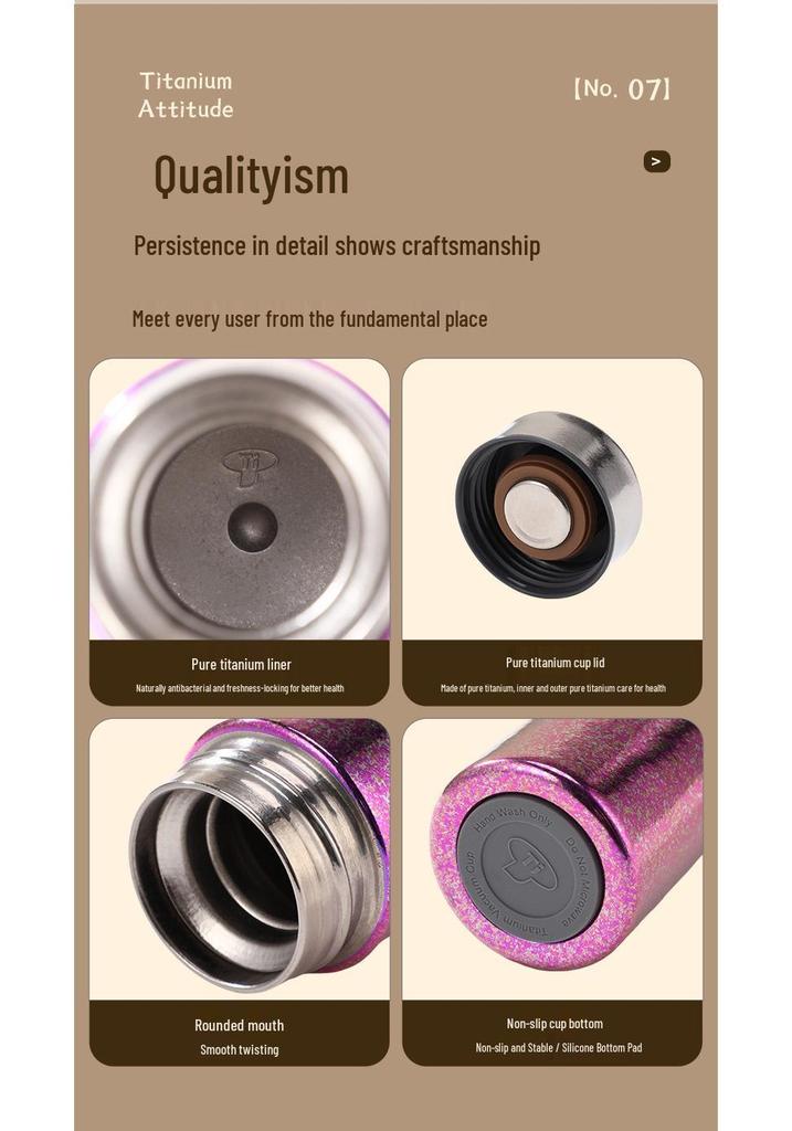 Premium Pure Titanium Insulated Water Cup - Lightweight, Portable, and Elegant Gift