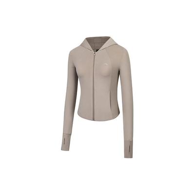 Training Series Solid Color Zip-Up Hooded Breathable Cooling UV Protection Jacket Women Jackets Linen-Gray 962427701-3