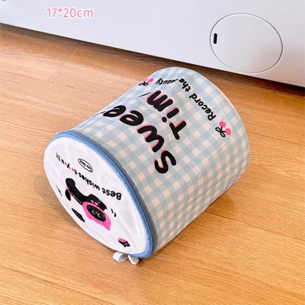 Cute Cartoon Cat Puppy Zippered Mesh Laundry Bags Anti-deformation Anti-Winding Protective Washing Bag Breathable Laundry Care