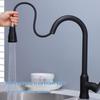 OEING Matte Black Brass Pull-Out Kitchen Faucet