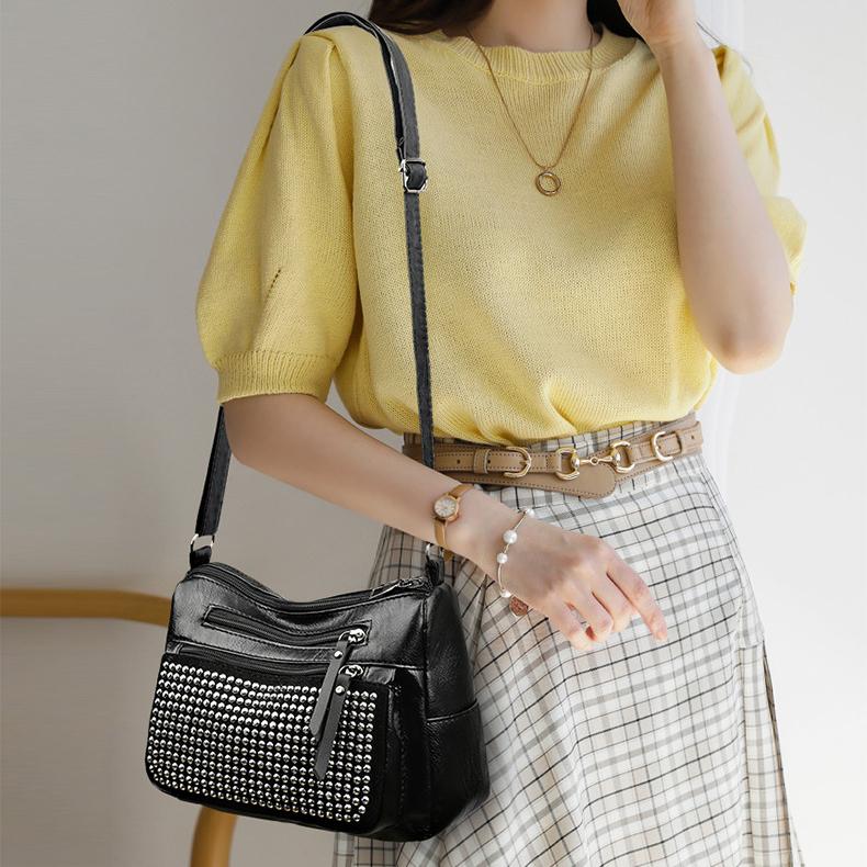 Modische Diamant-Schultertasche aus weichem Leder, kleine quadratische Tasche für Damen, 2024 neue mehrschichtige Mama-Tasche, lässige, vielseitige Umhängetasche