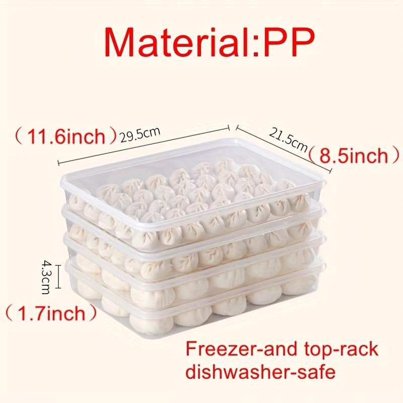 4-Pack Airtight Rectangular Dumpling Containers, BPA-Free Plastic PP Food Storage Box, Freezer-Safe with Lids