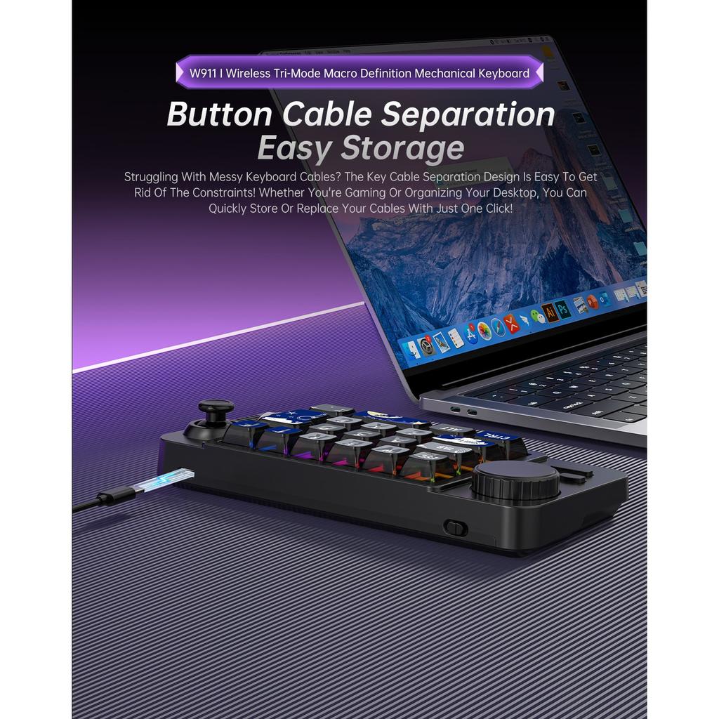 Hot Swap Bluetooth/2.4G/Kabelgebundene Mechanische Gaming-Tastatur mit Roller-Joystick für Win/Mac Programmierbare Hintergrundbeleuchtete Gaming-Tastatur
