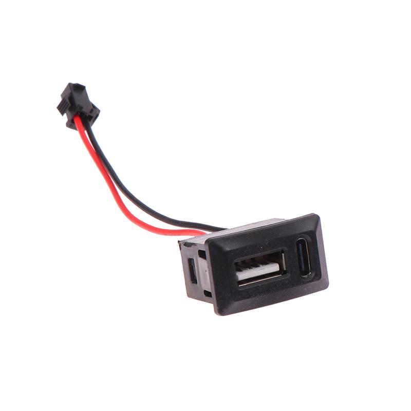 1Pcs Double Layer White/Black USB Female Base Type-c Socket USB Lamp Charging Socket Power Socket 2P With Cable Connector