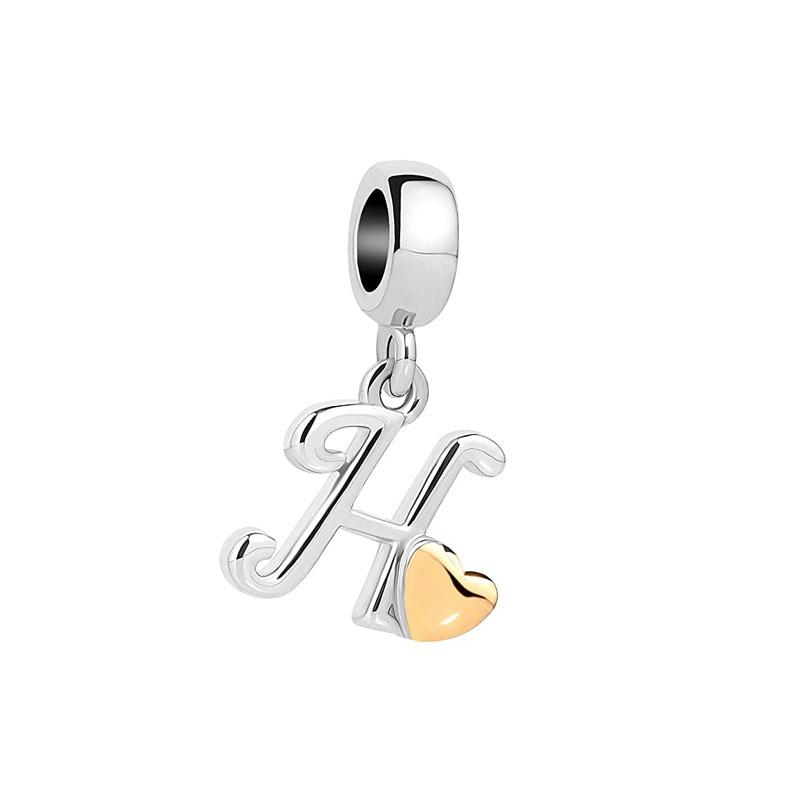 New Plated Copper Letter Alphabet A-Z Dangle Charm Beads Fit Original Pan Charms Bracelet Pendant Women Diy Jewelry