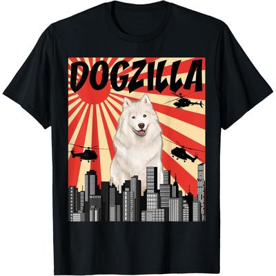 Komik Retro Japon Dogzilla Samoyed Tişört