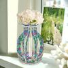 Acrylic Wood Colorful Pattern Diamond Mosaic Rhinestones Vase Diamond Painting Tabletop Vase Ornaments Kit for Home Office Decor