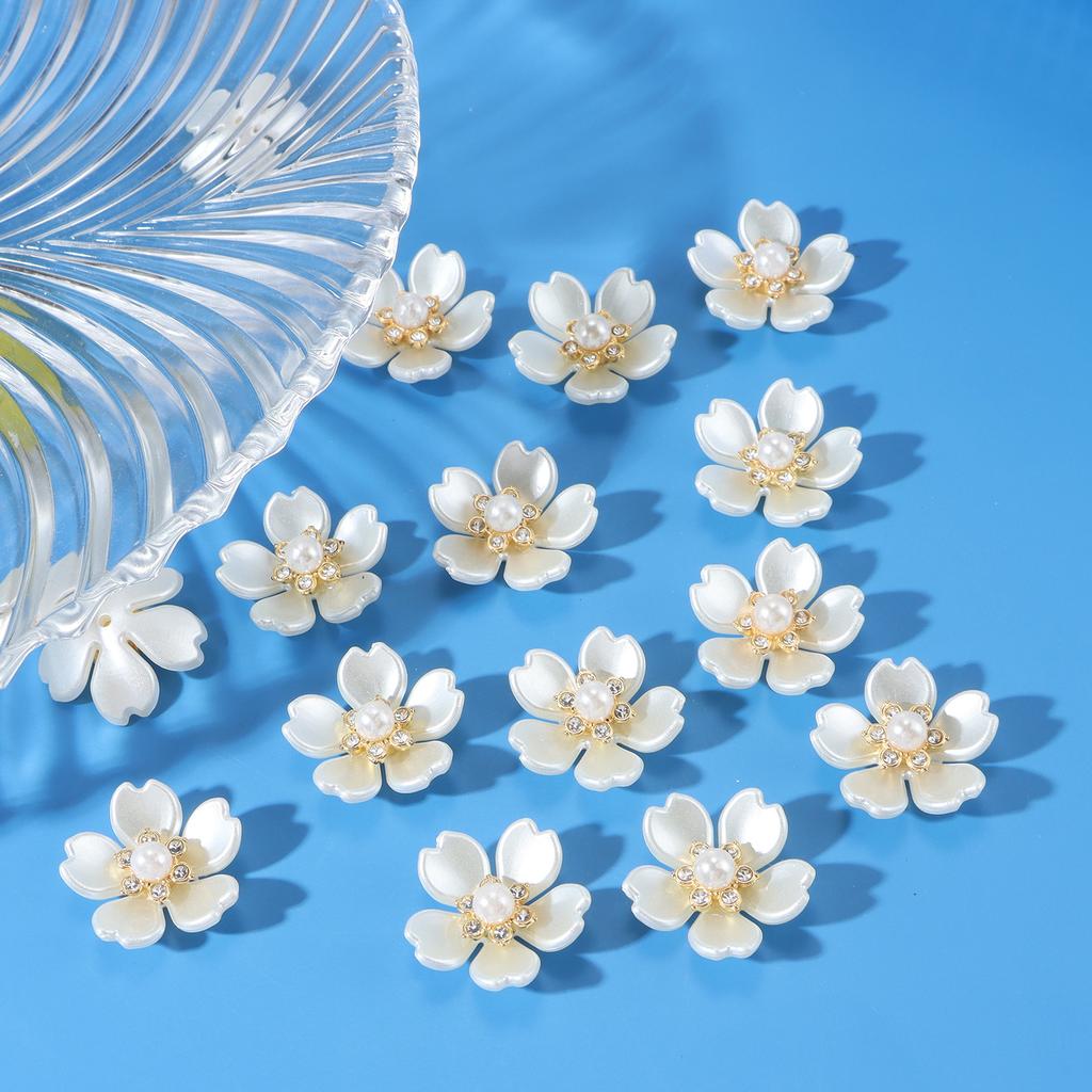 New 50pcs oversized gold background with diamond pearl flowers, DIY earrings, necklaces, headwear, jewelry making crafts