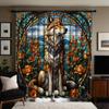 2pcs HD color flowers Lone Wolf decorative curtain Yellow tie digital printed curtain home decoration style decoration living