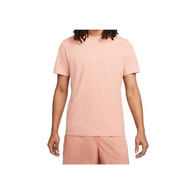 Solid Color Letter Print Crew Neck Short Sleeve T-Shirt Men Tops Pink DM3182-824