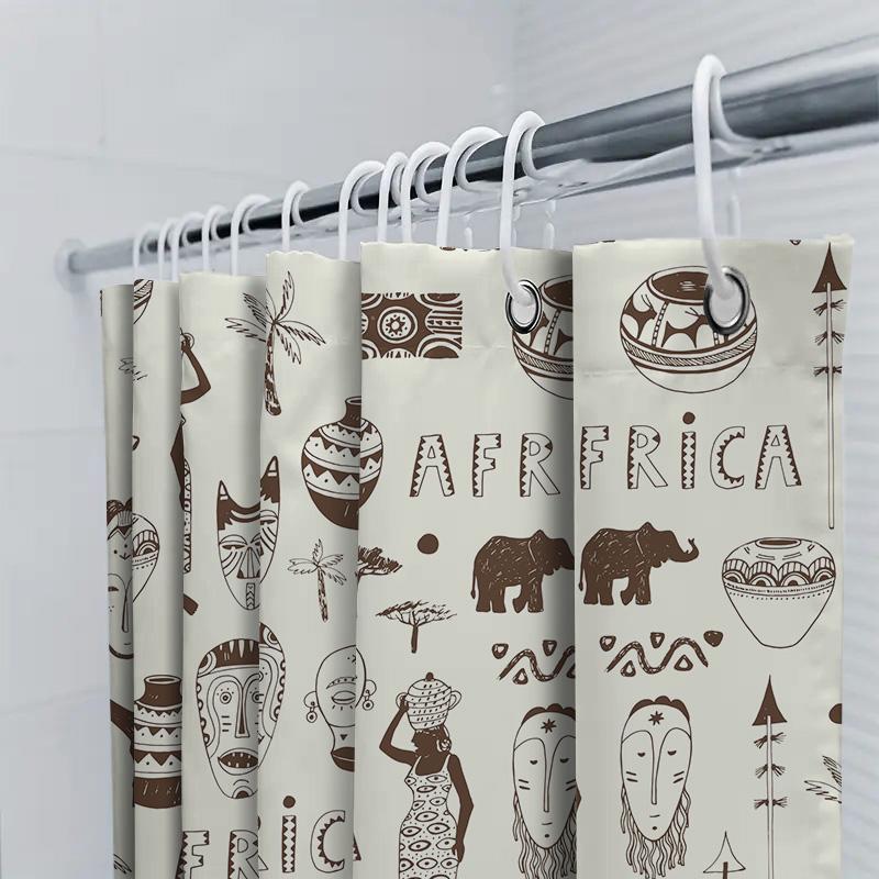 Vintage African Print Shower Curtain Waterproof Fabric Decorative Home Bathroom Accessories Set