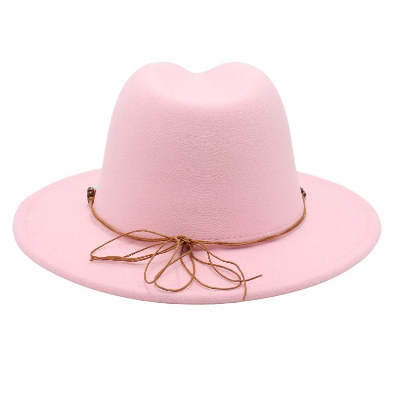 Wholesale New Bead Top Hat Literary Jazz Hat Men'S And Women'S Felt Hat Sunshade Woolen Hat British Tibetan Hat