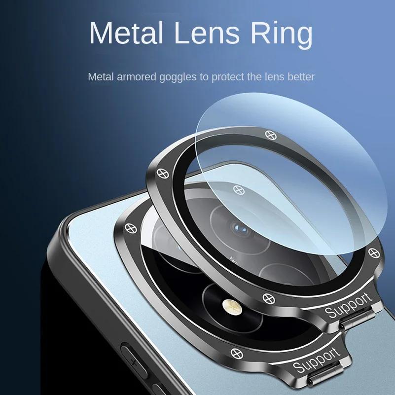 For Redmi Note 14 Pro Plus 14pro Metal Lens Camera Holder Cover for Redmi Note14 Pro+ Shockproof Matte Protection Kickstand Case