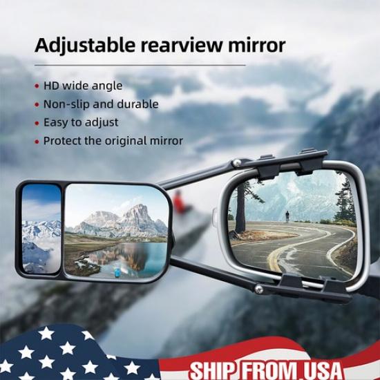 

Wide Angle Dual View Car Trailer Tow Towing Extension Door Side Mirror Universal