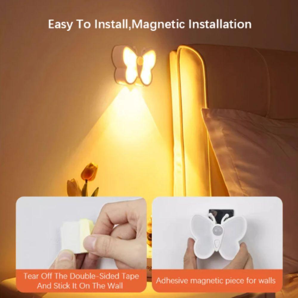 Dual Color Temperature Adjustment Butterfly Motion Sensor Night Light Adjustable Brightness LED Under Cabinet Lights