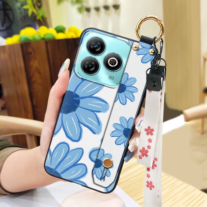 Protective Anti-knock Phone Case For ZTE Blade A75 4G/Z2359 Wristband Wrist Strap Back Cover Shockproof Ring Durable