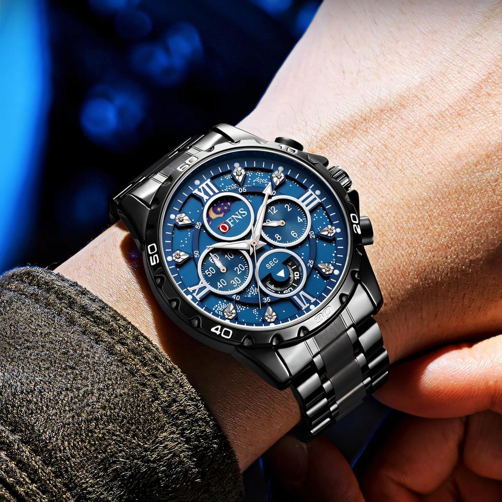 Luxury Watches For Men Chronograph Stainless Steel Man Wristwatch Waterproof Luminous Sport Military Men's Quartz Watch