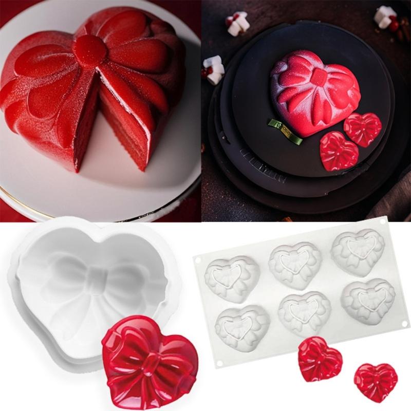 Bowtie Heart Silicone Candle Molds Silicone Soap Molds for Candle Soap Fondant Chocolate Molds Cake Molds Baking Tool