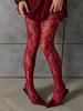 Floral Hollow Out Lace Mesh Pantyhose Women Tights Autumn Basic Vintage Rattan Bottomed Fishnet Stockings For Party