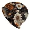 1pc Men's Bohemian Vintage Knit Beanie Hat - Color-Blocking Flower & for All Season, Lightweight Stretch Fit, Durable for Christmas/Thanksgiving/Lunar