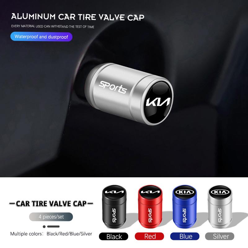 4pcs Car Tire Valve Caps Anti Rust Dustproof Covers For KIA Sportage Seltos Sorento K3 K4 Soul Carnival EV6 EV9 Carnival K5 EV5