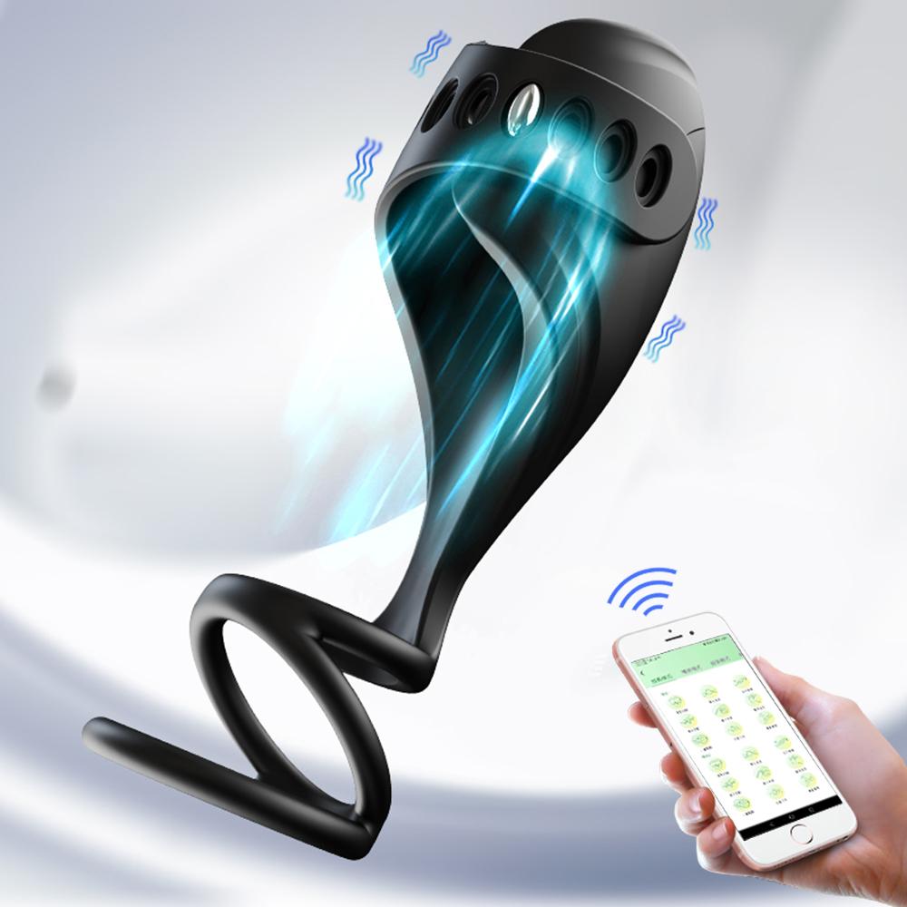 APP Remote Control Penis Trainer Vibrators Cock Ring Male Masturbator Glans Climax Stimulate Penis Massage Sex Toys for Men 18+