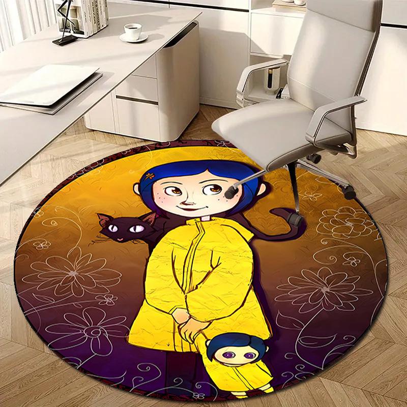 1pc Coraline (5) Design Printed Area Round Carpet for Bedroom Living Room Home Decor Rugs Mat Non Slip Mat Rug for Bedside