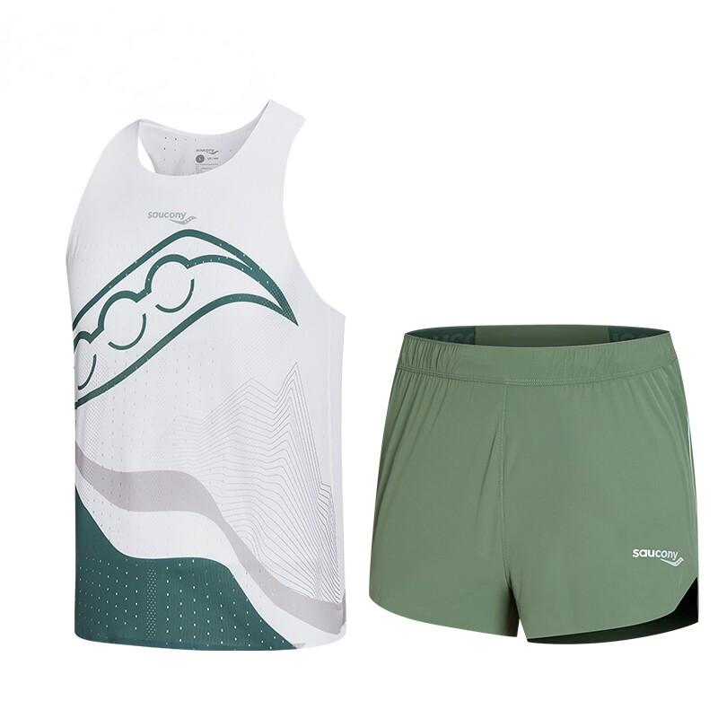 Saucony Breathable Racing Marathon Running Suit Men suit SE2269TK21R-PR266+SE2269DP21R- M