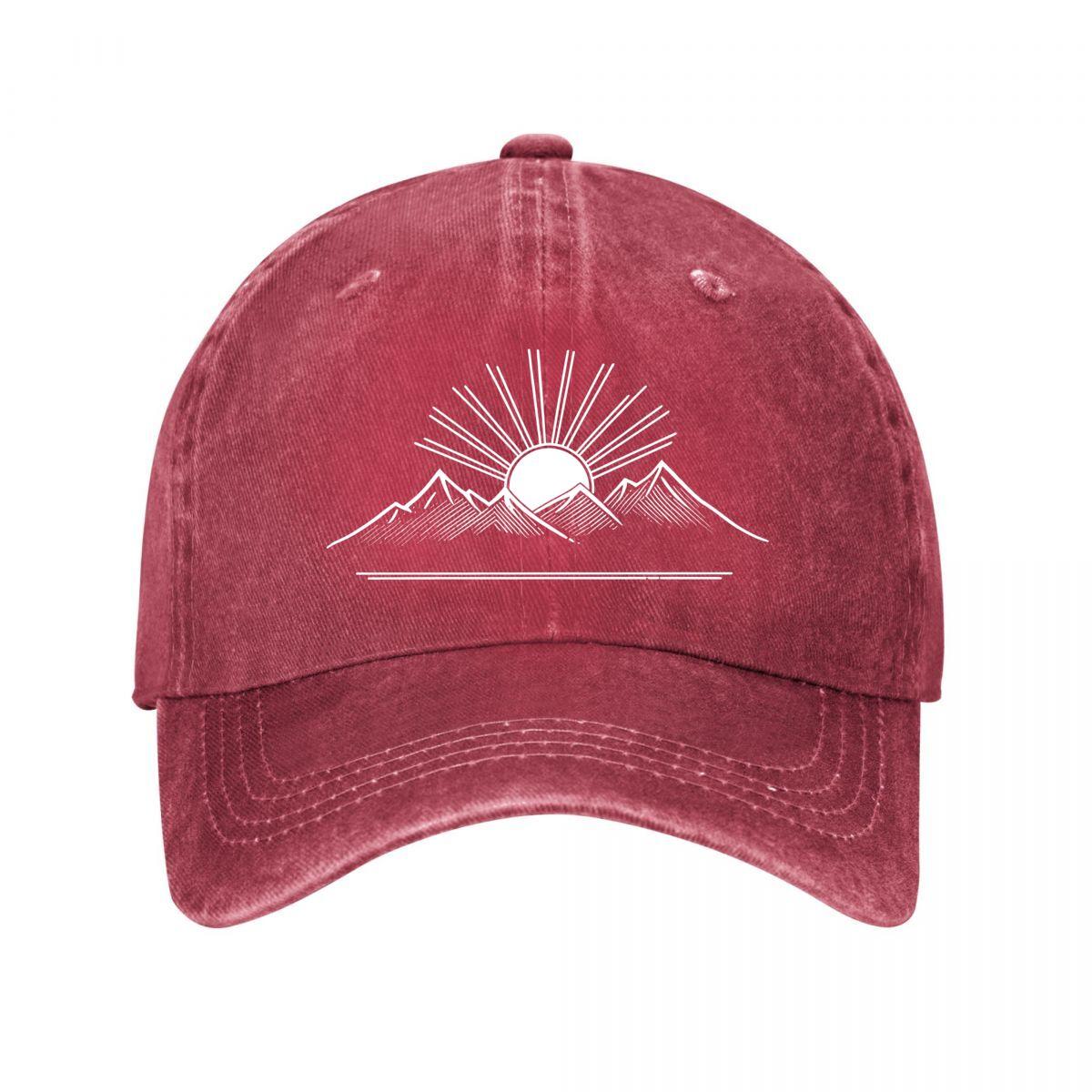Vintage Baseball Cap Mountain Sun Graphic Outdoor Hat New Vintage Washed Cotton Baseball Cap Parent Kids Sun Hats Adjustable