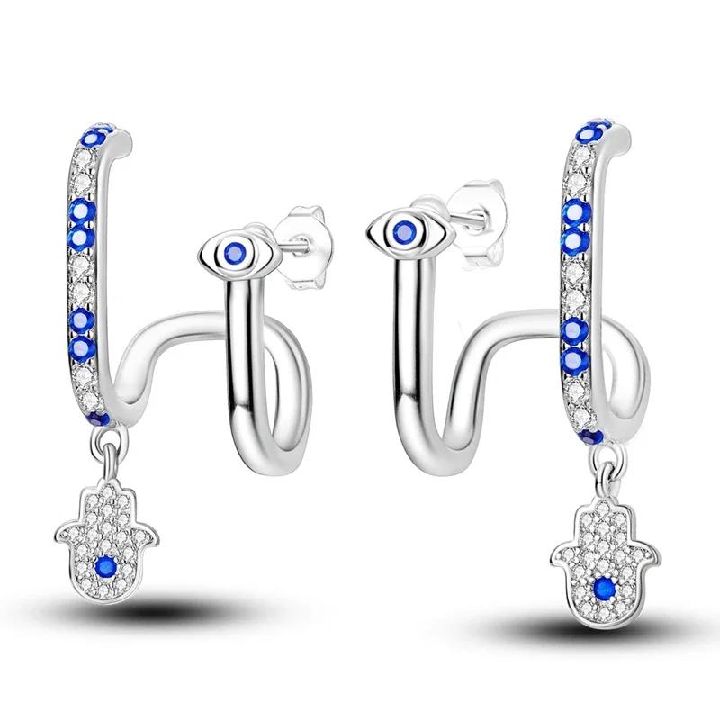 Shining Blue Zircon Owl Earrings Copper Evil Eyes Earrings For Women Wedding Engagement Planet Moon Star Zirconia Jewelry