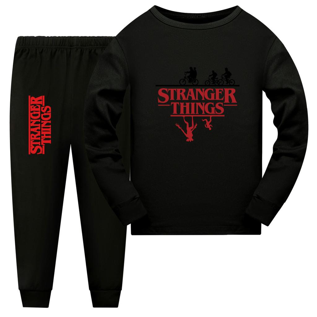 Kids  Stranger Things Long Sleeve Sleepwear Set - Soft Fabric In Multiple Colors 110cm чёрный