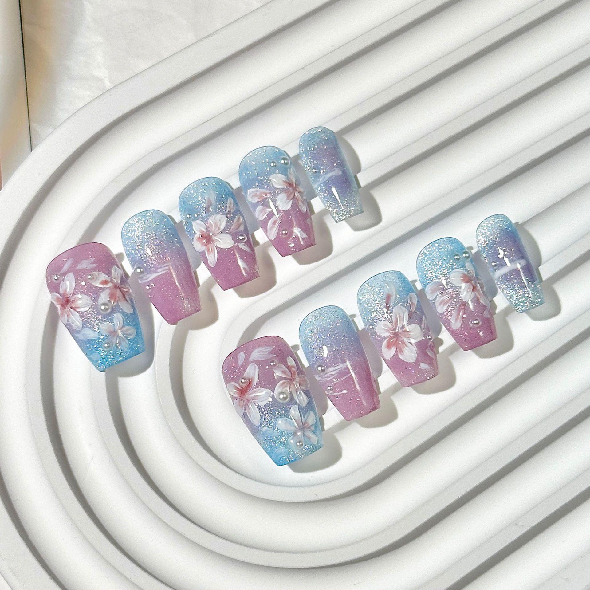 

Handcrafted Cat Eye French Short Ladder Nail Art Patches