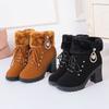 Women's Platform High Heels Snow Boots Women Fur Warm Flip Winter Lady Ankle Boots Fashion Casual Cozy Short Boots Zapatos Mujer