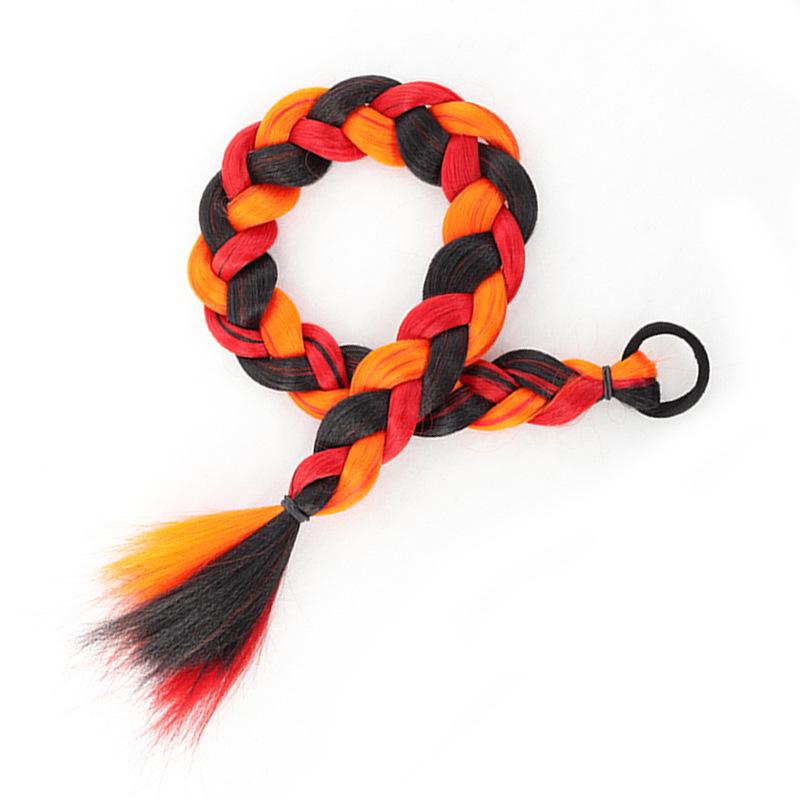 Women's Ethnic Tibetan Colorful Braided Dreadlocks and Cornrows Wig with Ponytail