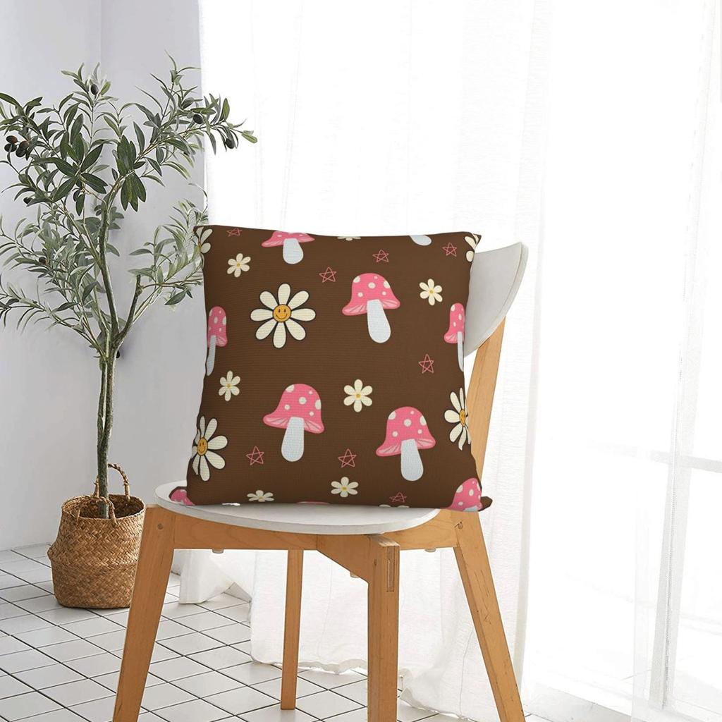 Cartoon Cute Forest Mushroom Pillowcase Polyester Cushion Cover Decorative Throw Pillow Case Cover Home Zipper 40X40cm