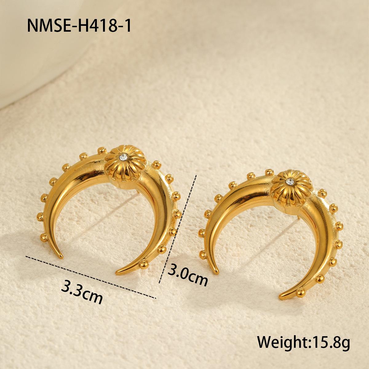 GEMCHIC Women s Geometric Moon Hoop Earrings Gold Plated Stainless Steel Studs Luxury Fashion Jewelry 18K
