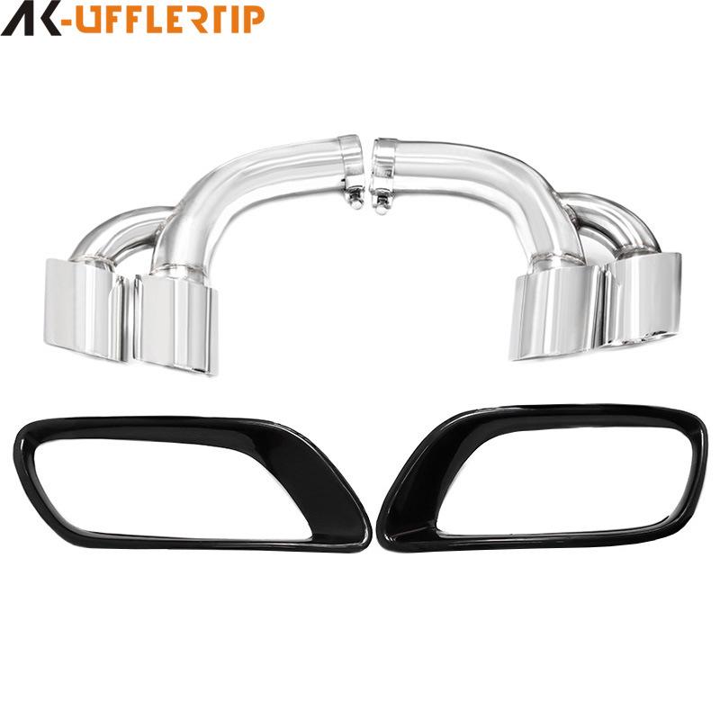 Compatible BMW X6 E71 (09-13) Quad Exhaust Upgrade: Black Stainless Steel Tail Pipes.