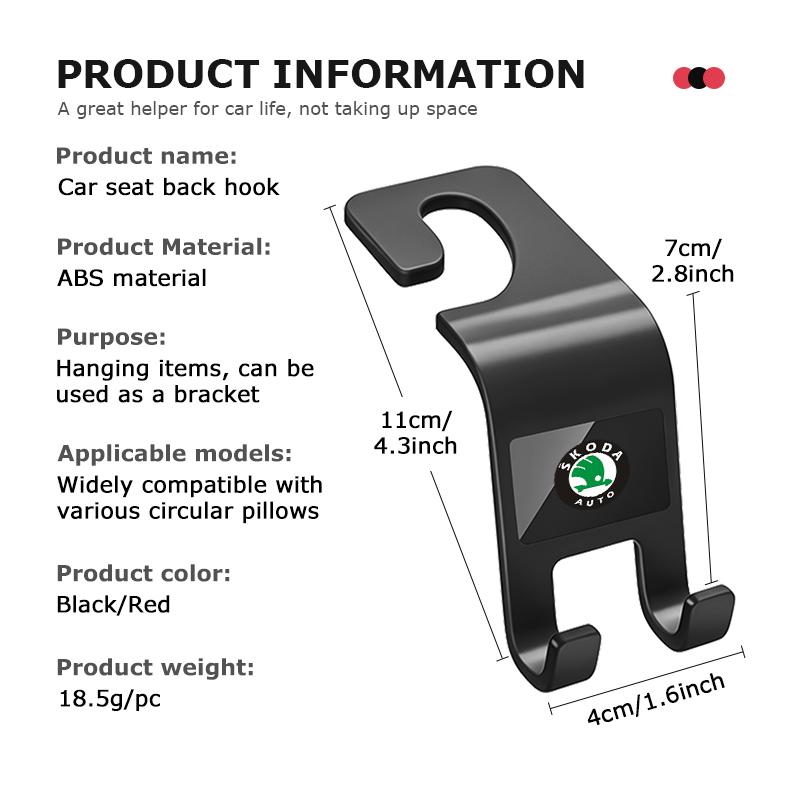 VIJT4 For Skoda Car Seat Back Hook Mobile Phone Bracket Handbag Hanger Interior Accessories Fabia Kamiq Superb Scala Enyaq-iV MK3