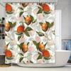 Artistic Bathroom Shower Curtain With Fruit Pattern Modern Watercolor Design Pink, Green Orange Colors 180X245Cm (Large Size)