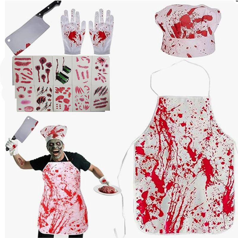 Bloody Apron Horror Halloween Bloody Butcher Apron Set Horror Makeup Costume Props