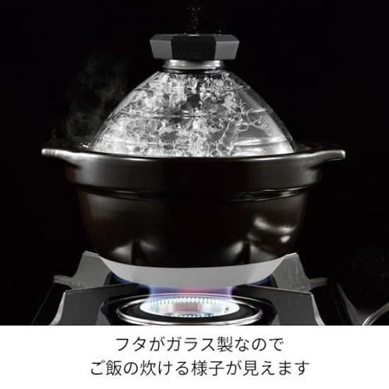 HARIO Glass Lid Rice Cooker 2-3 Go Transparent Heat-Resistant Gift Made Japan GNR-200-B-W