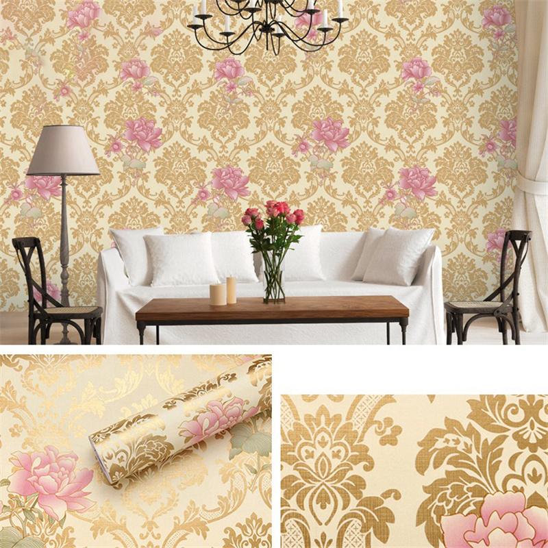 10 m/20 m PVC zahuštěný evropský vintage květinový tištěný podklad Samolepicí samolepky na renovaci tapet Dekorace hotelu